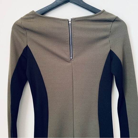 H&M Forest Green & Black Cocktail Date Night Bodycon Ribbed Mini Dress | Size: 8 - Picture 13 of 14